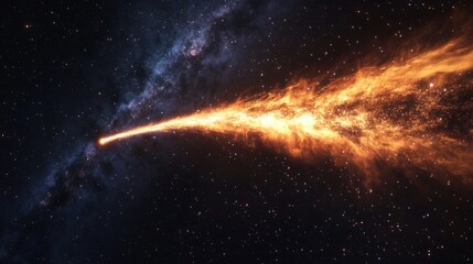 Fototapeta premium comet's tail burning on a star-filled night, creating a spectacular trail of light generative ai