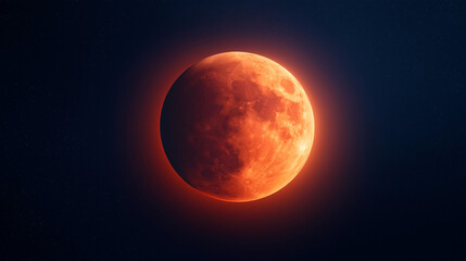 Blood Moon Eclipse: A celestial spectacle, a full moon bathed in a crimson glow during a total lunar eclipse,  captivating with its ethereal beauty and cosmic mystery. 