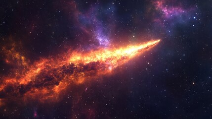 Fototapeta premium comet's tail burning on a star-filled night, creating a spectacular trail of light generative ai