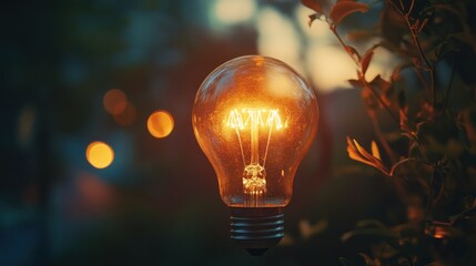Glowing Light Bulb In Nature
