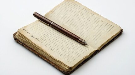 Artistic depiction of a diary page on a pristine white backdrop, emphasizing the clean lines and classic layout