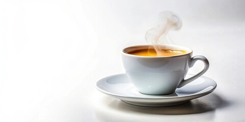 Espresso coffee cup with steam on white background , espresso, coffee, cup,, latte, cappuccino, drink, caffeine, hot, beverage