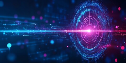 Fototapeta premium Digital Target with Light Effects, Converging Technology and Strategic Goals in a Glowing, High-Resolution 3D Render
