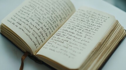 Obraz premium Artistic white backdrop featuring a diary page filled with text, highlighting the smooth texture and neat presentation of the content