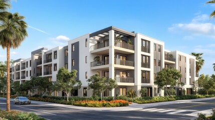 Modern Apartment Complex in Bright Urban Setting