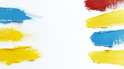 Abstract background with colorful paint strokes on white background.