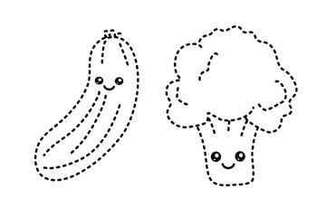 Vegetables Tracing Line for Pre School Children. Handwriting Learning Education