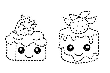 Cakes Tracing Line for Pre School Children. Handwriting Learning Education