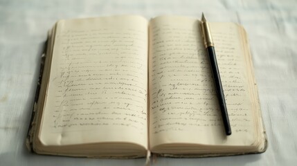 Obraz premium Artistic white background with a diary page, capturing the essence of personal journaling and neat organization