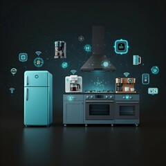 IoT-powered smart kitchen with AI-enabled fridge, oven, and coffee maker for seamless interaction