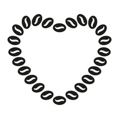 Obraz premium Heart shaped frame with coffee beans in flat style. Vector design. Decorative element for cafe and restaurant menu, banners, posters, invitations, packaging