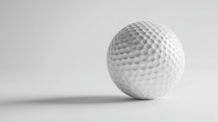 Artistic white canvas with a white dimpled golf ball isolated, showcasing the intricate dimple pattern and pristine surface
