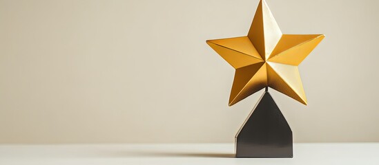 A gold star trophy on a minimalistic surface, symbolizing achievement.
