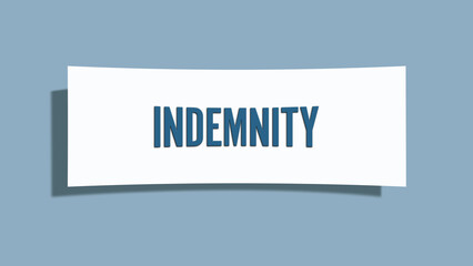 indemnity.. A card isolated on blue background.