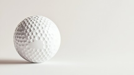 Clean white backdrop displaying an isolated white dimpled golf ball, focusing on its iconic dimple pattern and pristine look