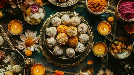An Array of Sweets and Spices on a Traditional Table Setting
