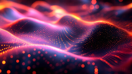 Abstract Red and Blue 3D Background with Glowing Particles