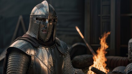 Fototapeta premium Armor and Fire The Life of a Medieval Knight