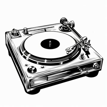 recommend clip art: Vintage Turntable Vinyl Record Player Illustration