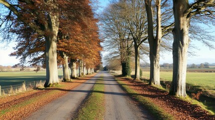 Scenic Autumn Pathway Beneath Colorful Trees