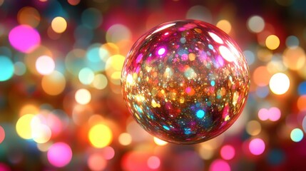 Vivid Glass Orb with Distorted Energy Particles