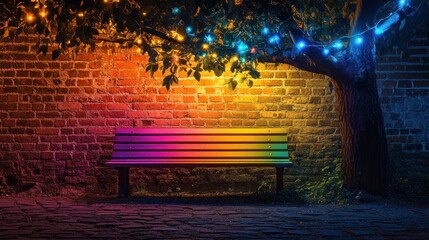 Bench under Tree Lights