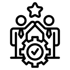 Obraz premium Man with gear icon. Man and cog sign. Vector illustration.