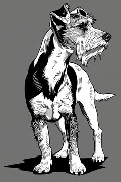 recommend clip art: Black and White Illustration of a Jack Russell Terrier Dog