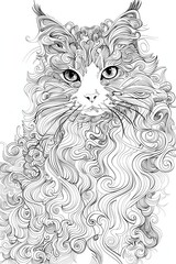 Abstract Line Art Cat Portrait