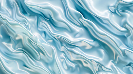 Fototapeta premium Liquid pastel blue wavy plastic texture, resembling a wrinkled silicone sheet.