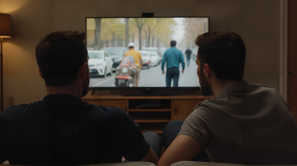 A Fun Afternoon with Two Friends Engrossed in Television, Constantly Changing the Station and Enjoying Their Playful Banter
