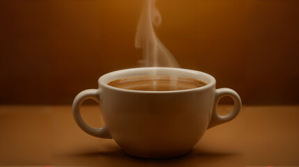 A Warm and Inviting Hot Cup of Coffee with Rising Steam Against a Cozy Background Perfect for Coffee Lovers