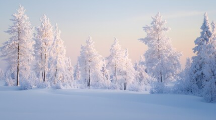 Obraz premium Serene Winter Landscape with Snow-Covered Trees