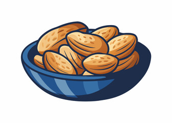  Dried peanuts in wooden bowl on white background vector art illustration