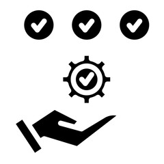 Hand holding gear icon. Vector illustration