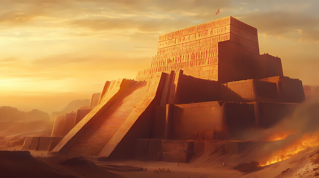 Ancient ziggurats of mesopotamia: architectural marvels of early civilization and cultural heritage. Sumerian Ziggurat. Illustration