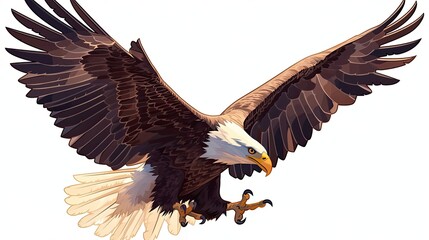 Obraz premium A Bald Eagle in Flight, with Wings Spread and Talons Extended