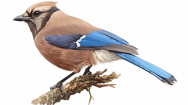A Eurasian Jay Perched on a Branch with Blue and Brown Feathers