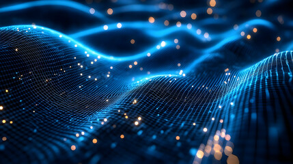 Abstract 3D Background with Blue and Gold Lights