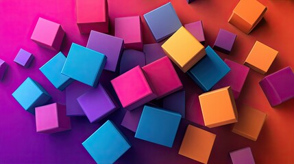 Obraz premium Abstract Composition of Colorful Cubes on a Gradient Background
