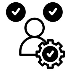 Obraz premium Man with gear icon. Man and cog sign. Vector illustration.