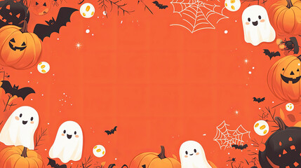 Halloween pumpkins, cookies and bats, cats