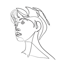 Continuous line, drawing of set faces and hairstyle, fashion concept, woman beauty minimalist, vector illustration for t-shirt, slogan design print graphics style