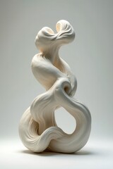 Fluid Abstract Statue on Neutral Background: Modern Artistic Sculpture