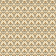 Seamless Vintage Floral Pattern with Elegant  green and  yellow Motifs in Classic Style