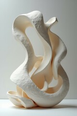 Fluid Abstract Statue on Neutral Background: Modern Artistic Sculpture
