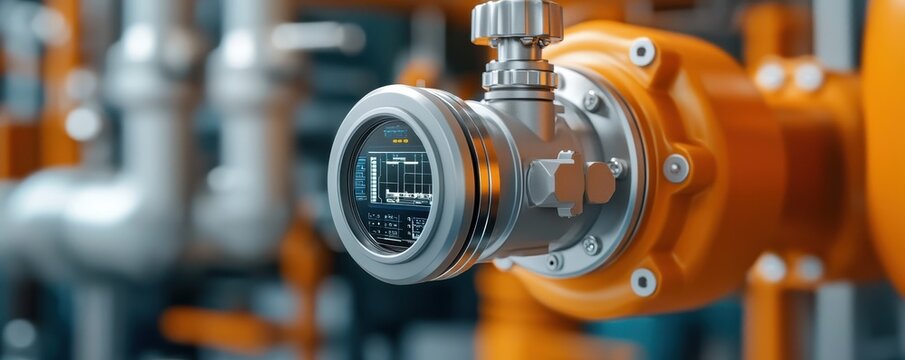 A close-up of a metallic pressure gauge attached to industrial piping, showcasing precision in measurement within a mechanical environment.