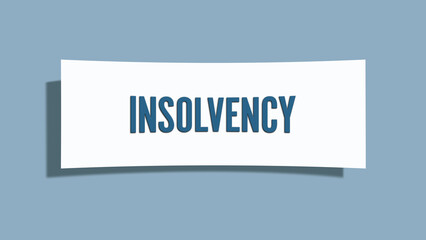 insolvency. A card isolated on blue background.