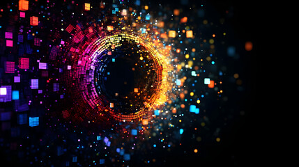 Abstract Background with Colorful Pixelated Swirl