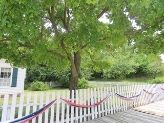 white fence in a park